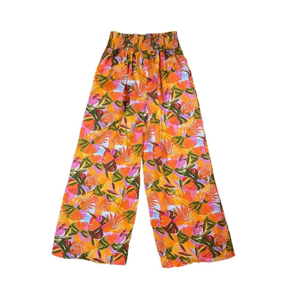 C&C California Linen Floral Wide Leg Pants - M - Picture 4 of 4
